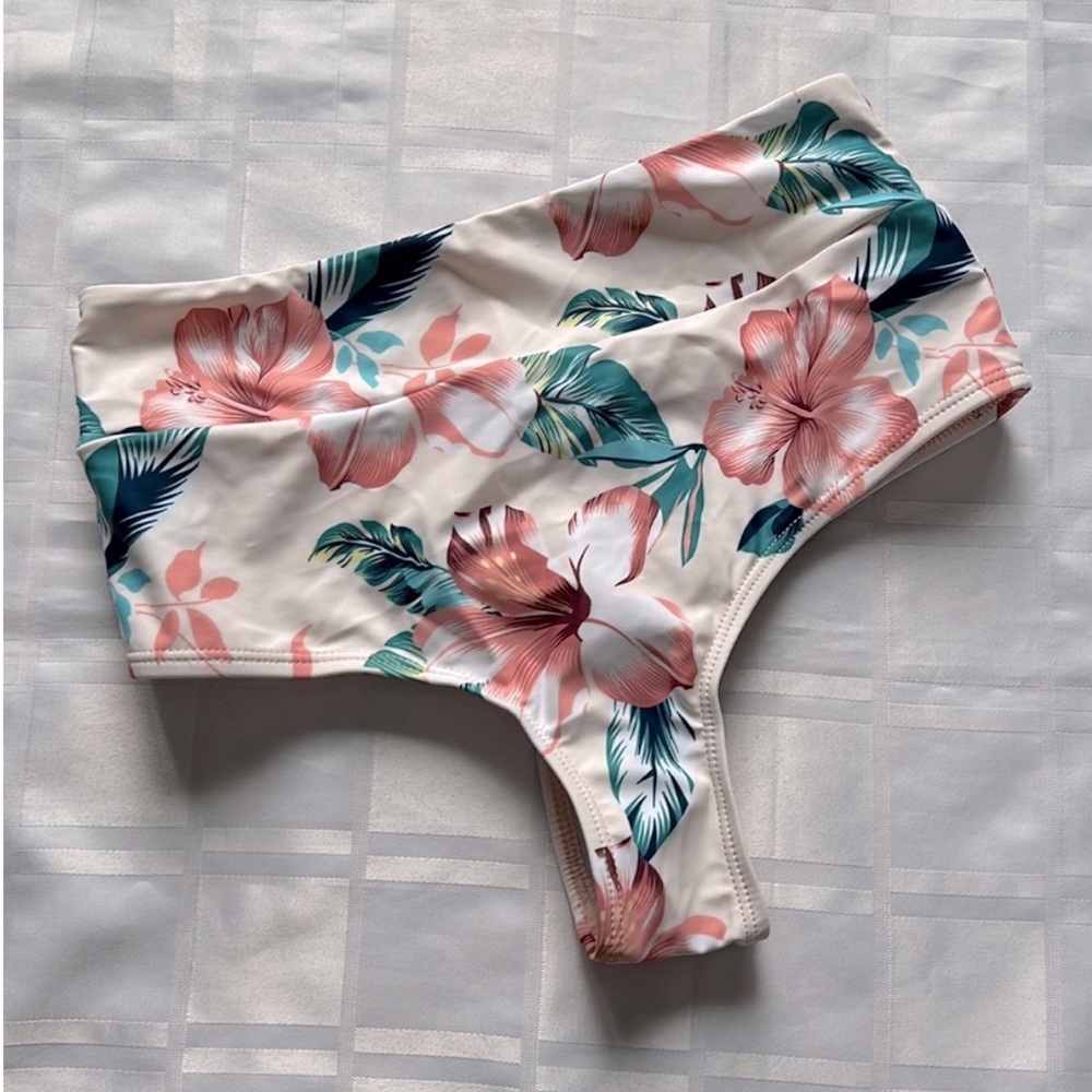 NEW Zaful Floral Tropical High-Waisted Bikini Bottoms S